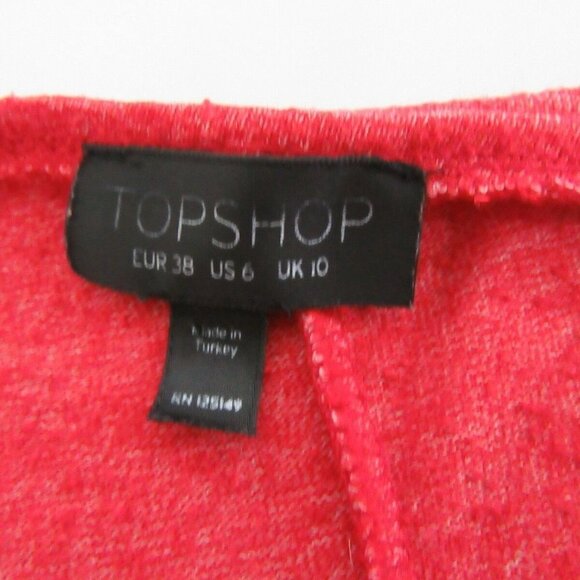 TOPSHOP Red Textured Heather 3/4 Sleeve Top - Picture 6 of 9